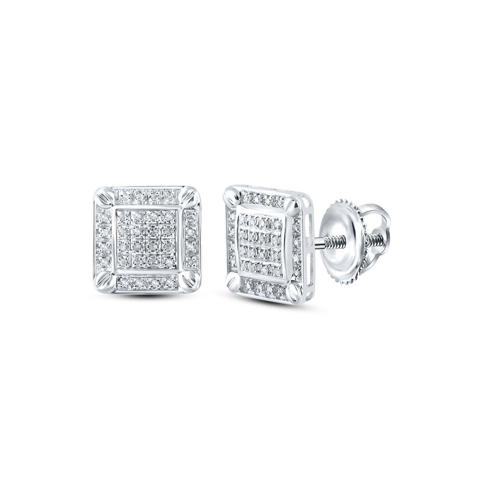 10kt White Gold Square Diamond Earrings for Men - 1/5 Cttw, G - H Color, I3 Clarity - Splendid Jewellery