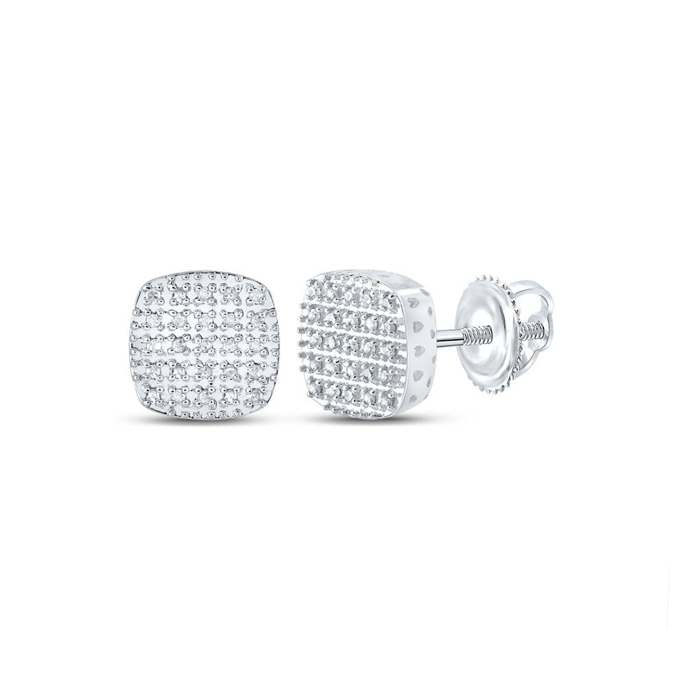 10kt White Gold Square Diamond Earrings for Men - Dazzling 1/8 Cttw Sparklers - Splendid Jewellery