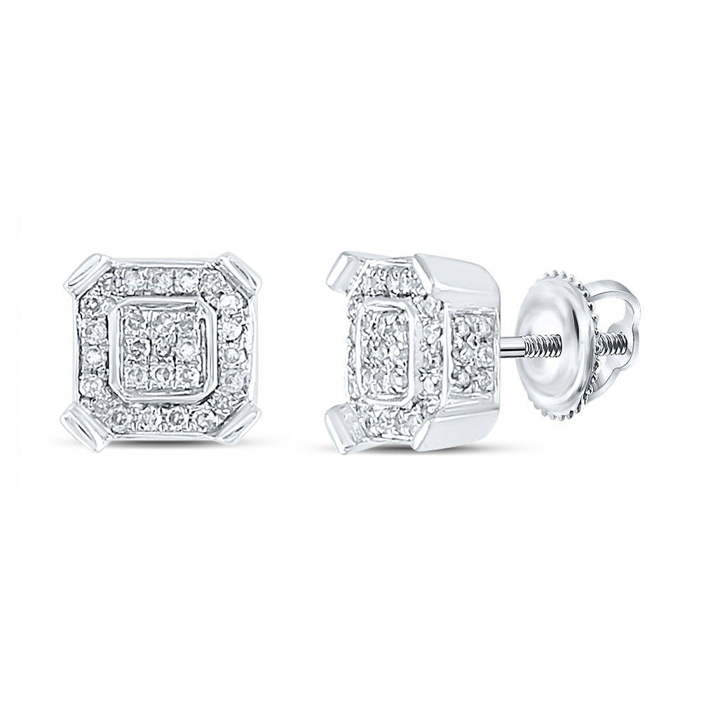 10kt White Gold Square Diamond Earrings for Men - Stunning 1/3 Cttw Sparklers - Splendid Jewellery