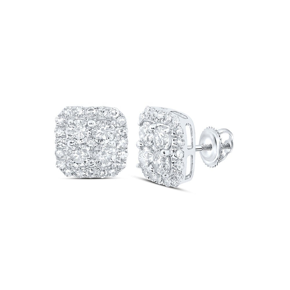10kt White Gold Square Diamond Earrings - Radiant Brilliance - Splendid Jewellery