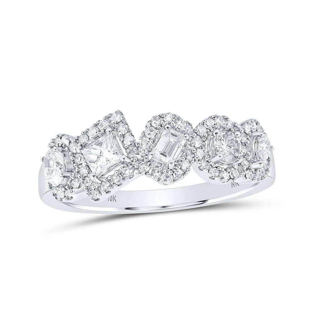 10kt White Gold Women's Diamond Fusion Ring | Captivating Mix of Round, Princess, Pear, and Oval Diamonds | 3/4 Cttw | Splendid Jewellery - Splendid Jewellery