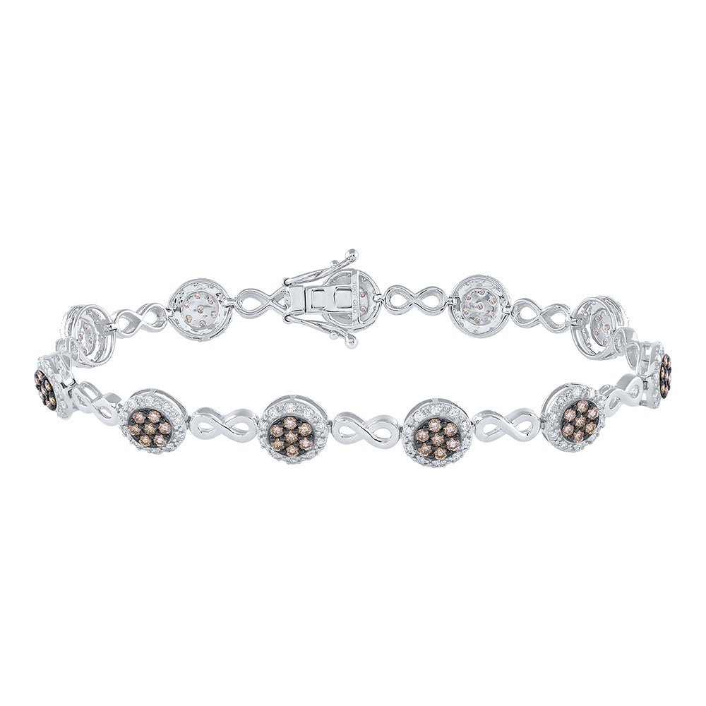 10kt White Gold Women's Round Brown Diamond Infinity Bracelet - 2 - 1/5 Cttw | Splendid Jewellery - Splendid Jewellery