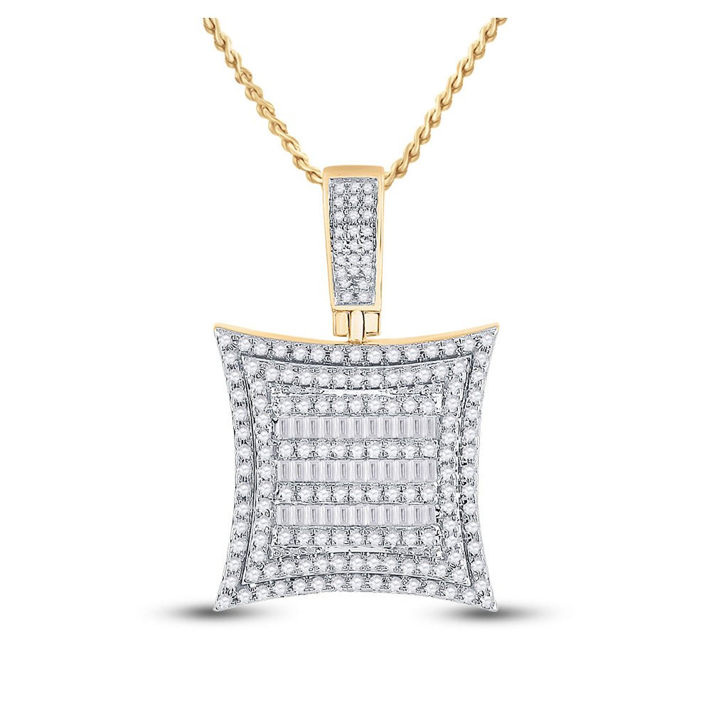 10kt Yellow Gold Baguette and Round Diamond Kite Charm Pendant - 1 - 1/4 Cttw - Splendid Jewellery