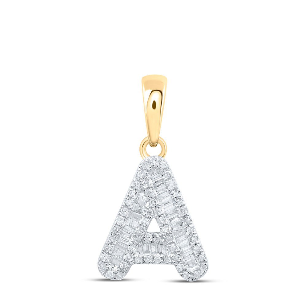 10kt Yellow Gold Baguette Diamond A Initial Pendant | Personalized Elegance in Dazzling Brilliance - Splendid Jewellery