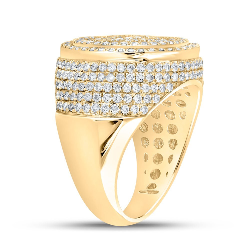 10kt Yellow Gold Baguette Diamond Circle Men's Ring - 3 - 3/8 Cttw | Splendid Jewellery - Splendid Jewellery