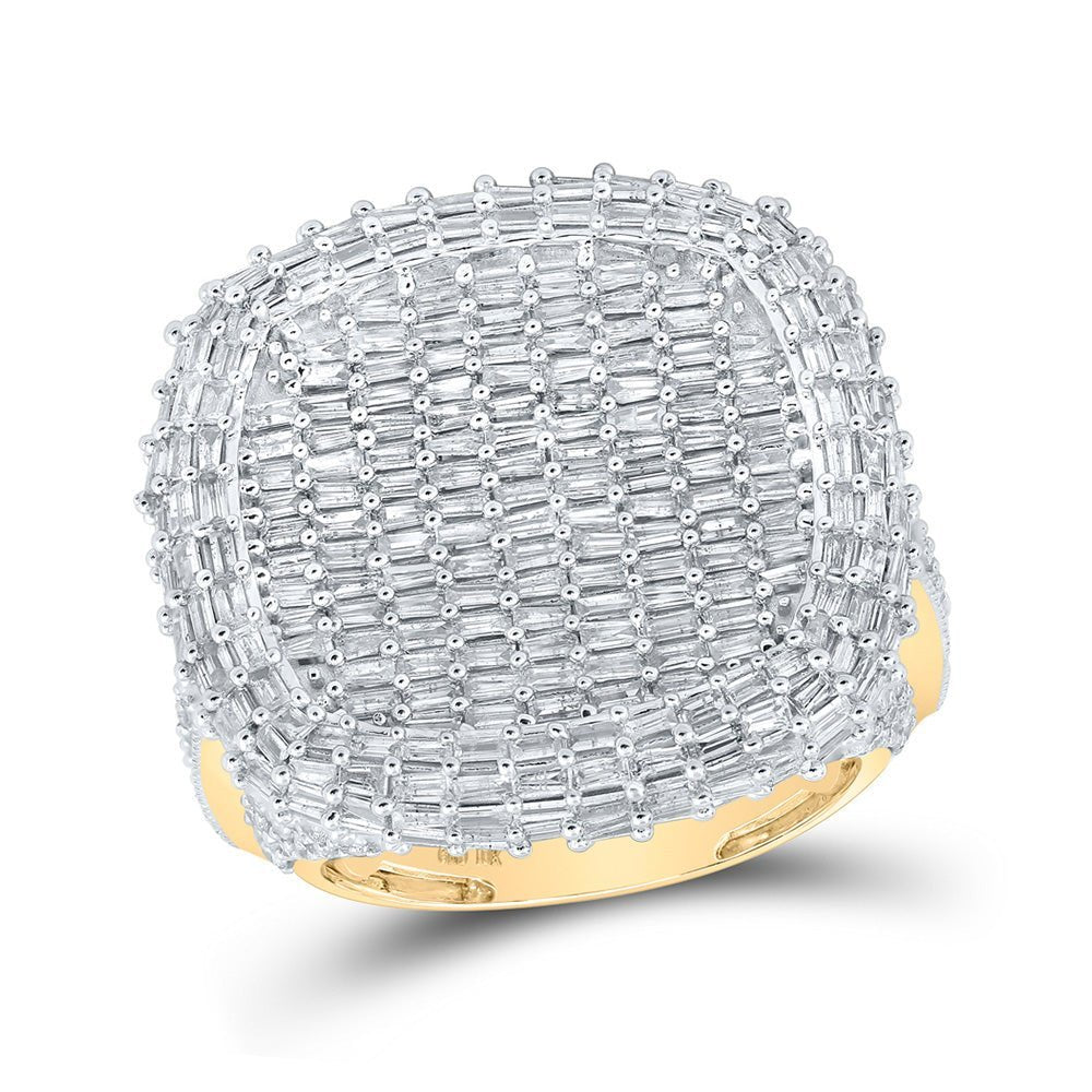 10kt Yellow Gold Baguette Diamond Cluster Men's Ring - 6 - 3/4 Cttw | Splendid Jewellery - Splendid Jewellery