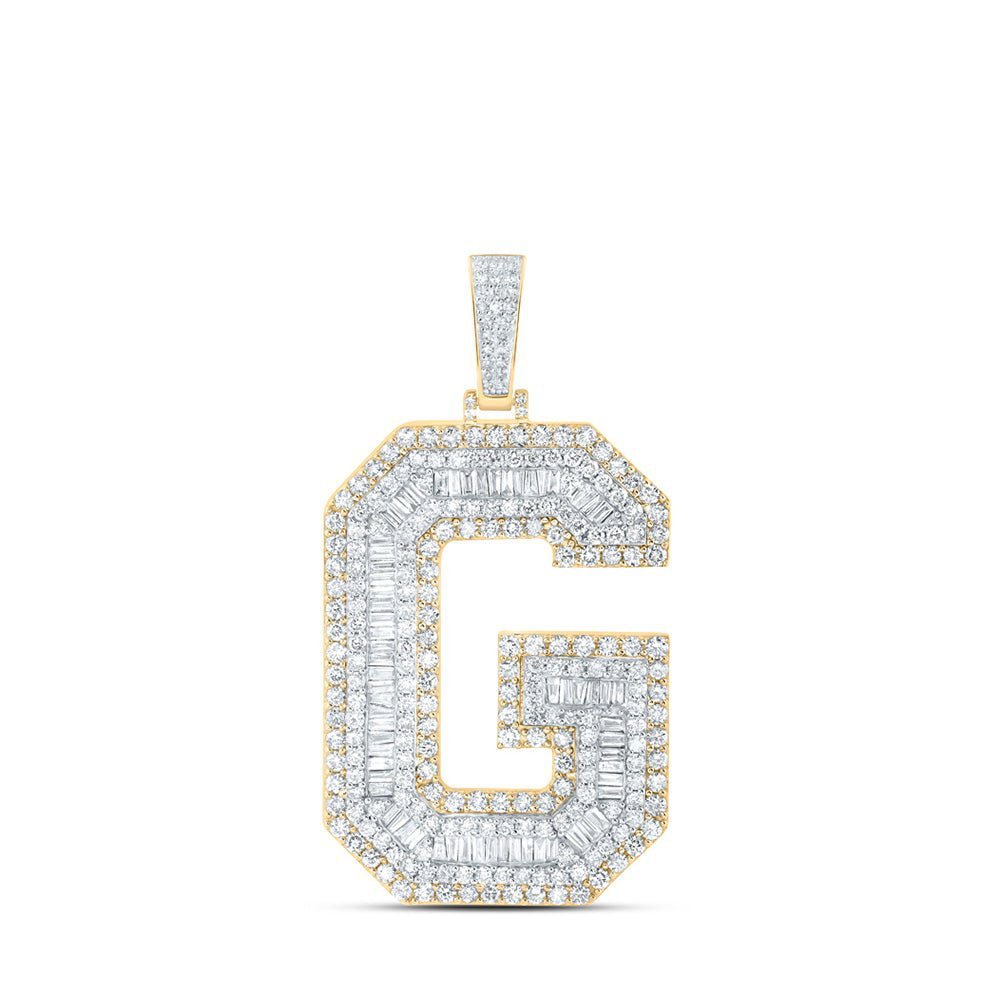 10kt Yellow Gold Baguette Diamond G Initial Charm Pendant - 5 - 7/8 Cttw - Splendid Jewellery