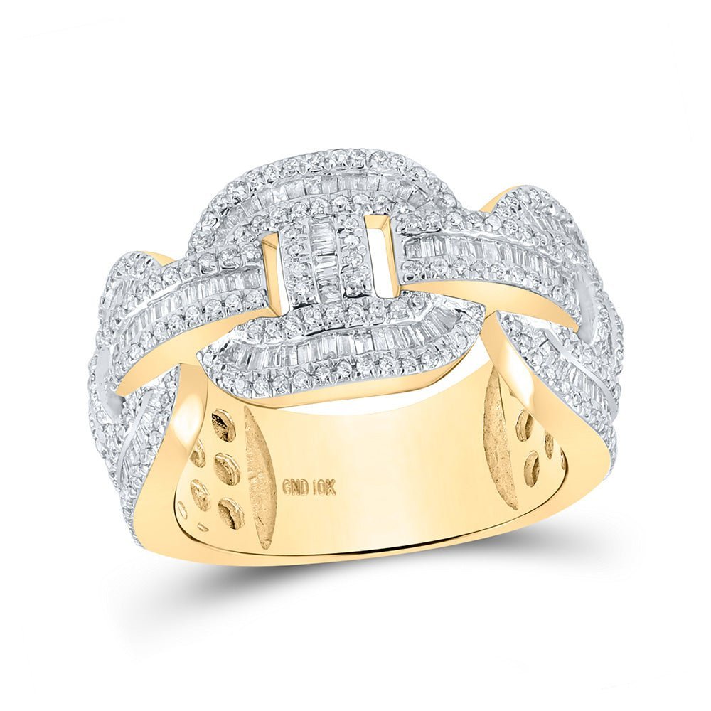 10kt Yellow Gold Baguette Diamond Gucci - link Band Ring 1 - 1/2 Cttw - Splendid Jewellery