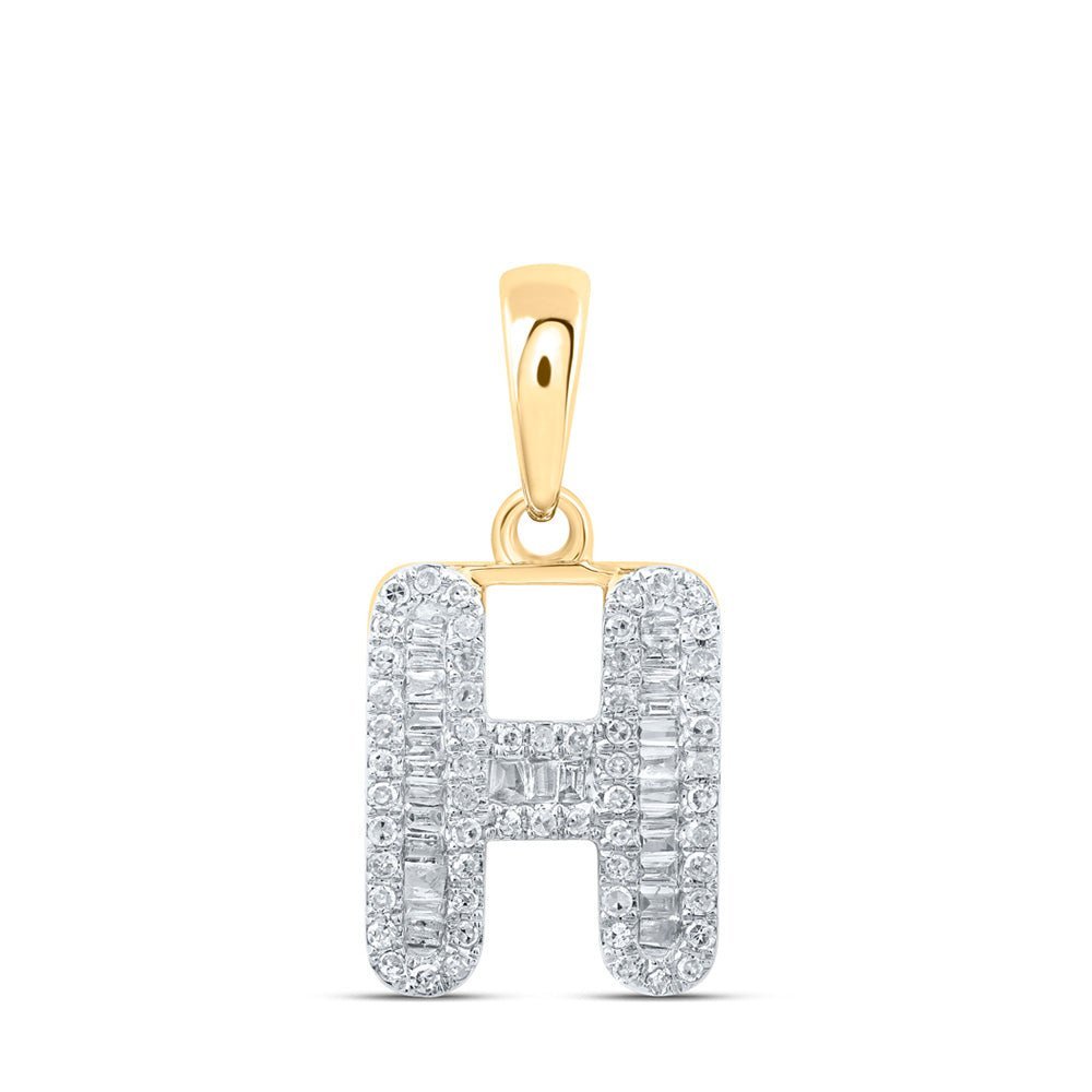 10kt Yellow Gold Baguette Diamond H Initial Pendant - A Captivating Treasure - Splendid Jewellery