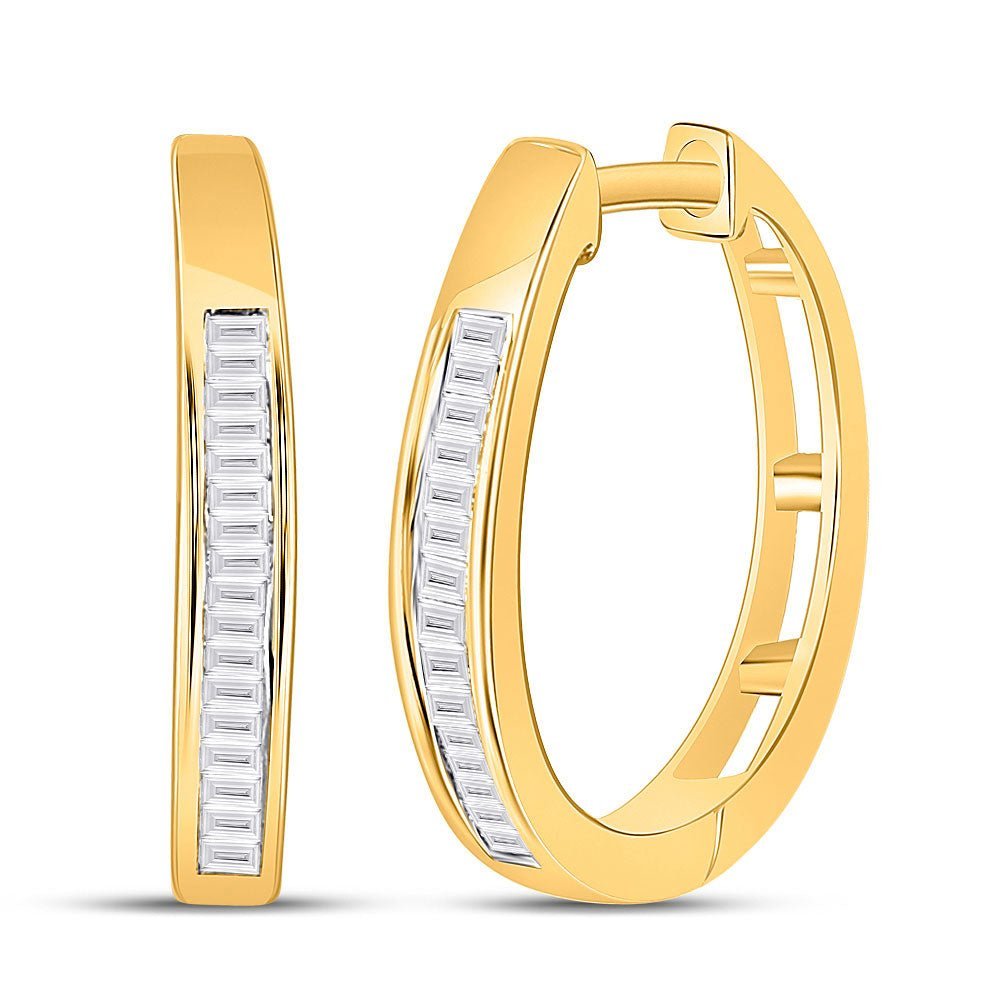 10kt Yellow Gold Baguette Diamond Hoop Earrings: A Dazzling Display of Elegance and Brilliance - Splendid Jewellery