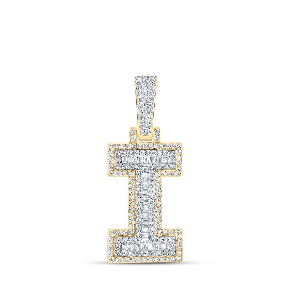 10kt Yellow Gold Baguette Diamond Initial Charm Pendant for Men - 1/2 Cttw - Splendid Jewellery