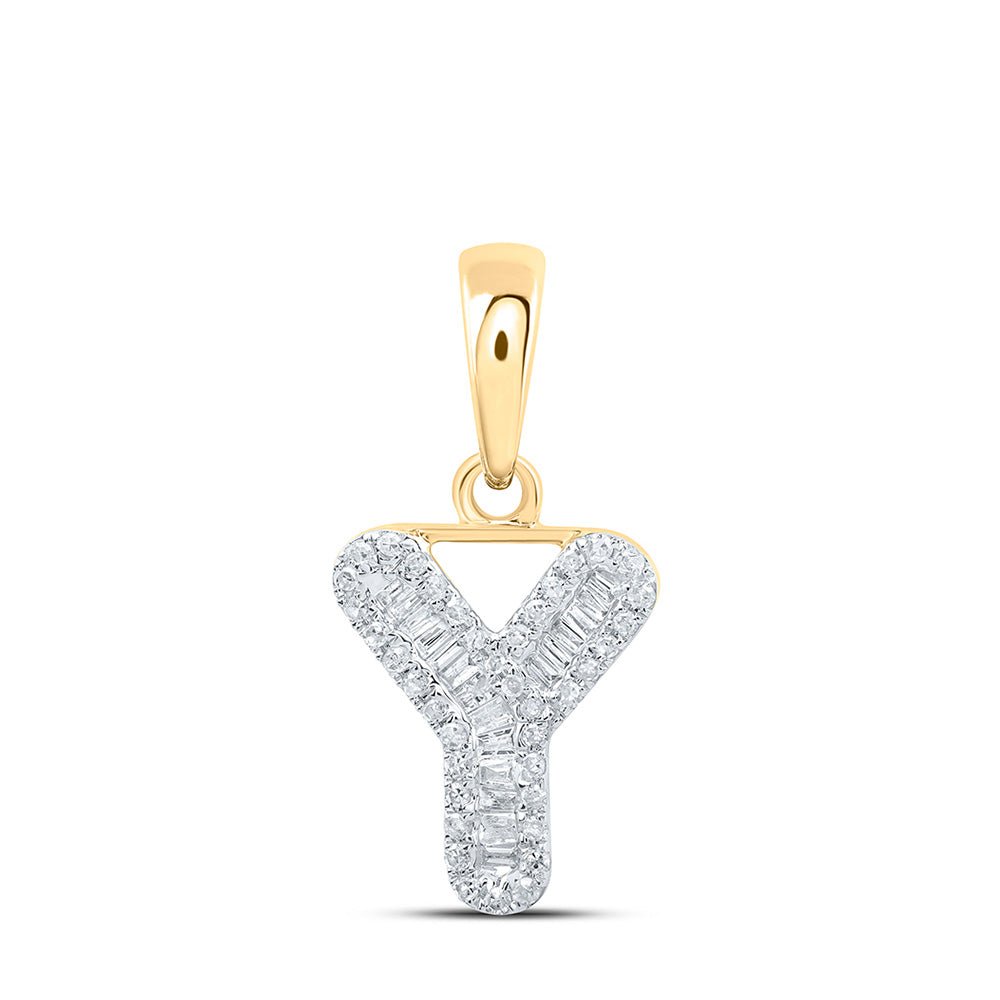 10kt Yellow Gold Baguette Diamond Initial Pendant - Personalized Elegance - Splendid Jewellery