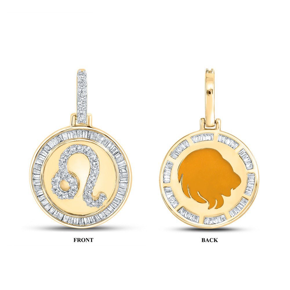 10kt Yellow Gold Baguette Diamond Leo Sign Pendant - 1/2 Cttw - Splendid Jewellery