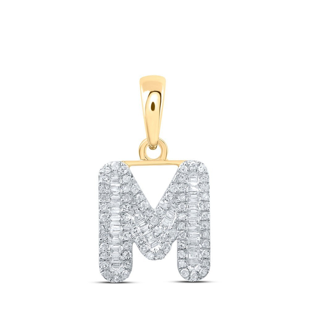 10kt Yellow Gold Baguette Diamond M Initial Pendant - A Stunning Symbol of Elegance and Sophistication - Splendid Jewellery