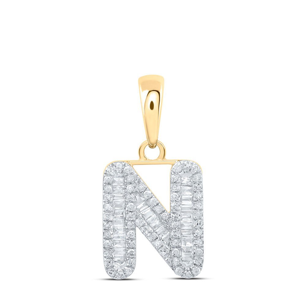 10kt Yellow Gold Baguette Diamond N Initial Pendant: A Personalized Sparkle of Elegance - Splendid Jewellery