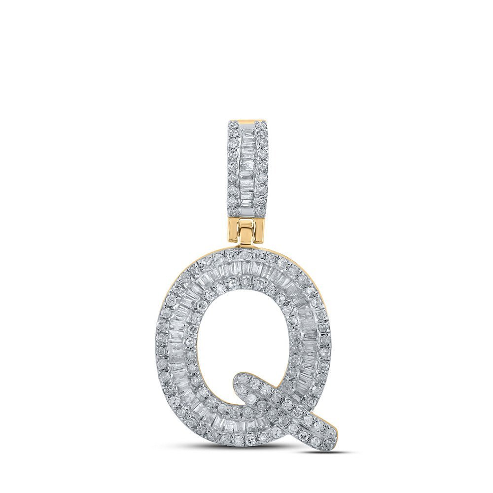 10kt Yellow Gold Baguette Diamond Q Initial Pendant for Men | 1/2 Ct.t.w. | Splendid Jewellery - Splendid Jewellery