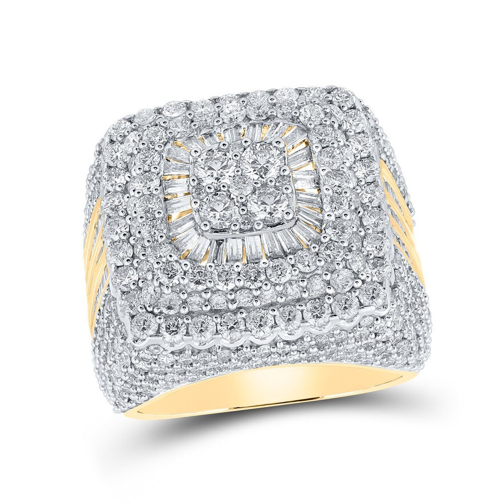 10kt Yellow Gold Baguette Diamond Square Cluster Ring - 6 - 5/8 Cttw - Splendid Jewellery