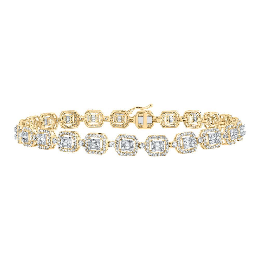 10kt Yellow Gold Baguette Diamond Square Link Bracelet - 4 Cttw - Splendid Jewellery