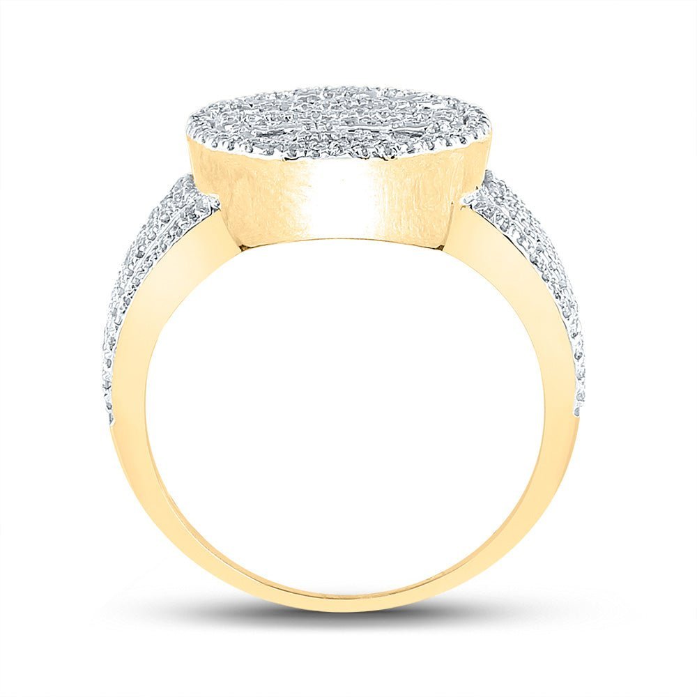 10kt Yellow Gold Baguette Diamond Statement Cluster Ring for Men - 1 Cttw | Splendid Jewellery - Splendid Jewellery