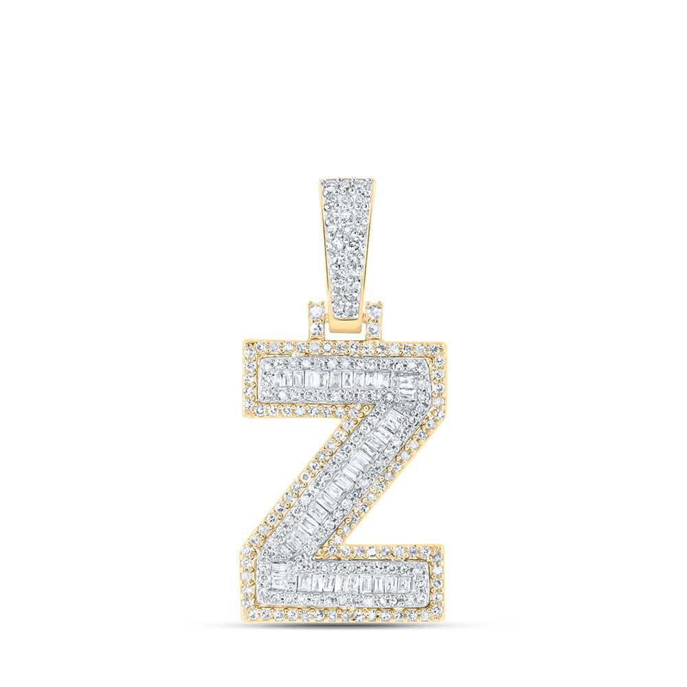 10kt Yellow Gold Baguette Diamond Z Initial Charm Pendant - 5/8 Cttw - Men's Diamond Jewelry - Splendid Jewellery