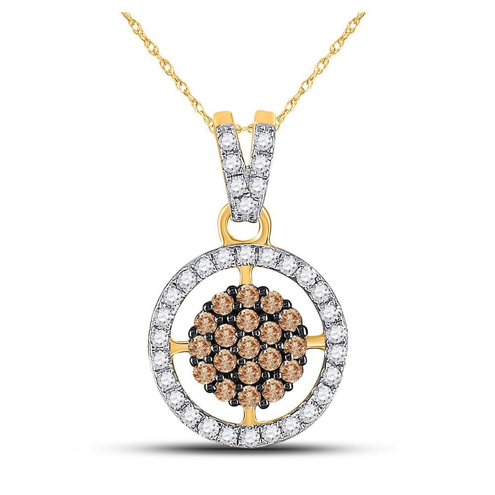 10kt Yellow Gold Brown Diamond Cluster Pendant - Mesmerizing Elegance by Splendid Jewellery - Splendid Jewellery