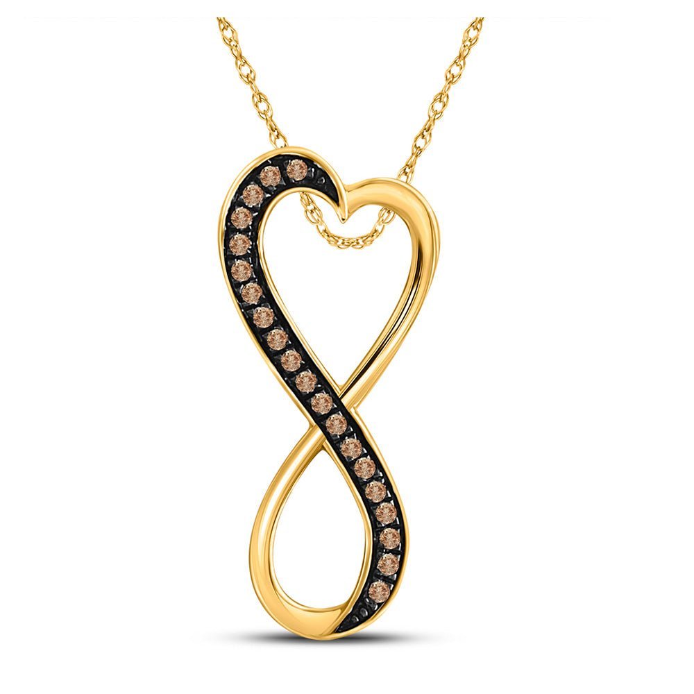 10kt Yellow Gold Brown Diamond Heart & Love Symbol Pendant | Splendid Jewellery - Splendid Jewellery