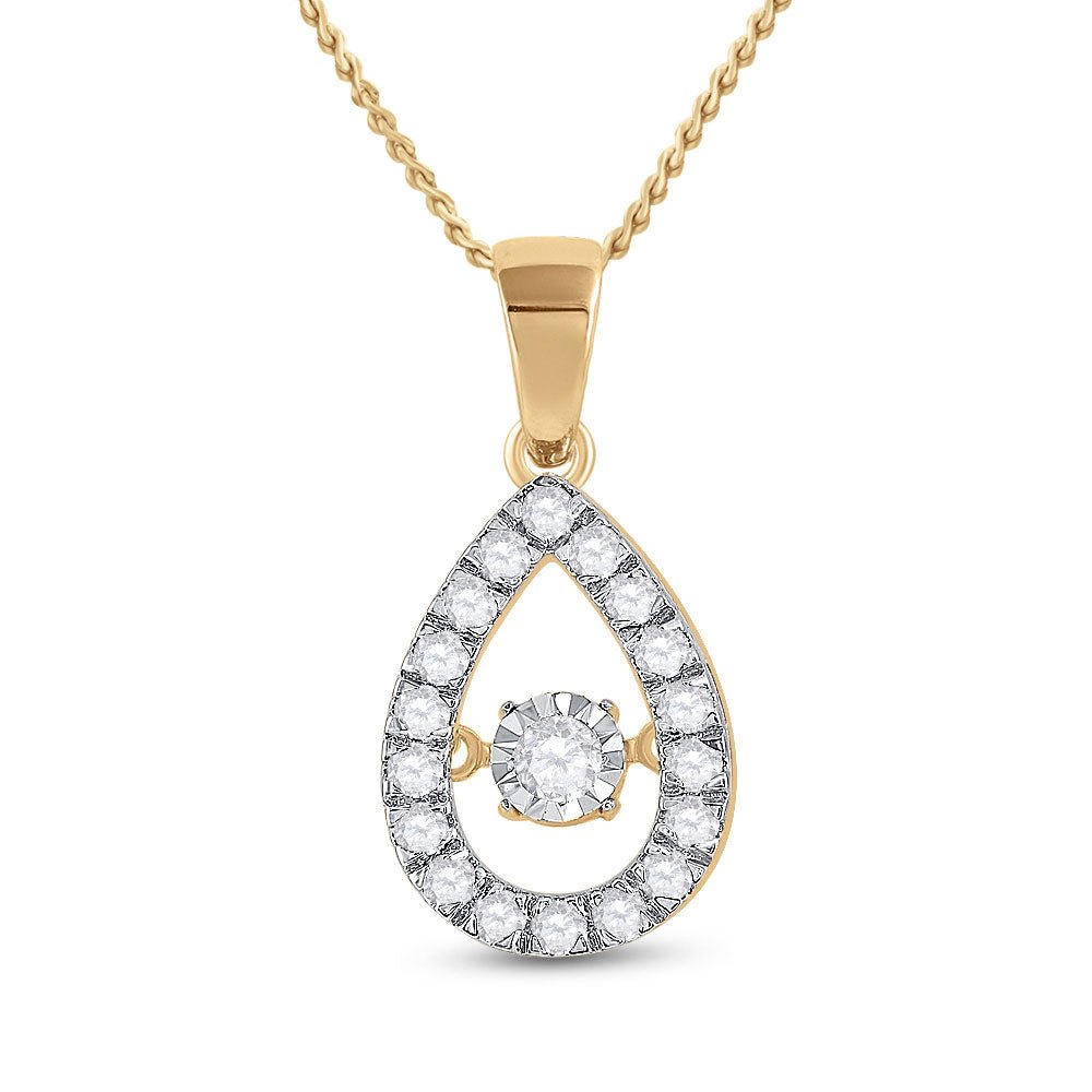 10kt Yellow Gold Dancing Diamond Teardrop Pendant - Splendid Jewellery