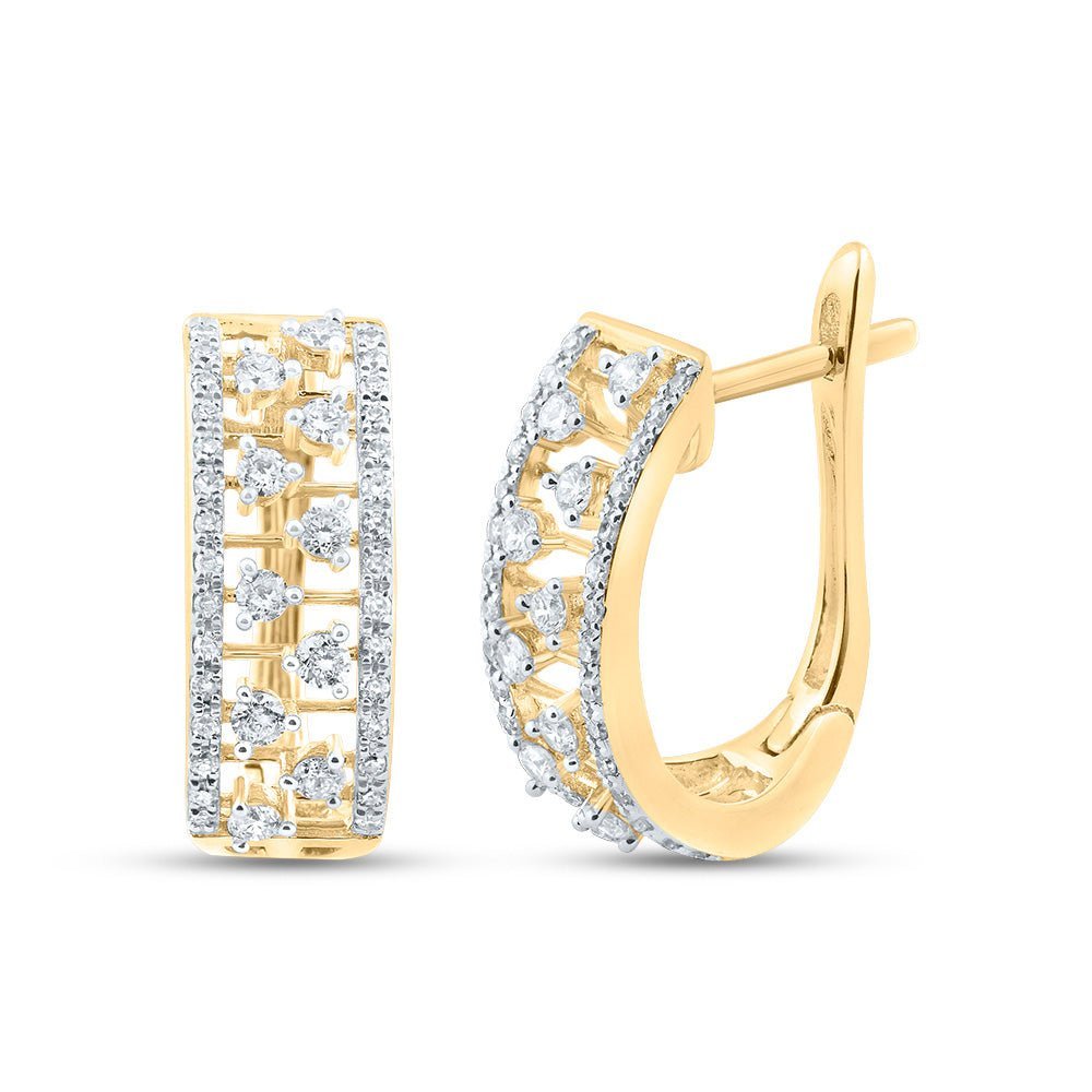 10kt Yellow Gold Diamond Brilliance Hoop Earrings - Splendid Jewellery