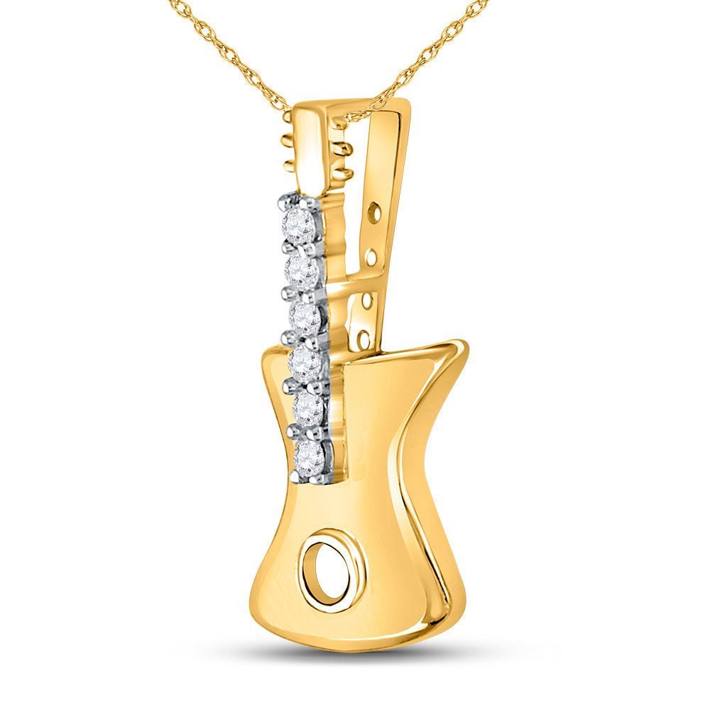 10kt Yellow Gold Diamond Electric Guitar Pendant | Splendid Melody - Splendid Jewellery