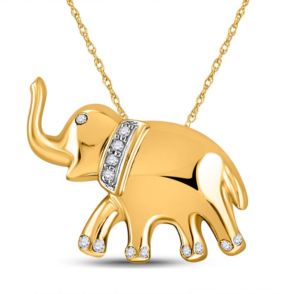 10kt Yellow Gold Diamond Elephant Pendant: A Symbol of Strength and Sparkling Elegance - Splendid Jewellery