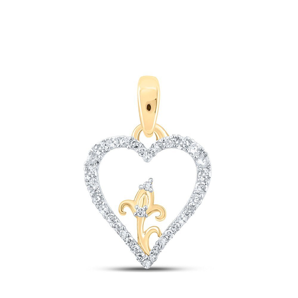 10kt Yellow Gold Diamond Heart & Flower Pendant | Splendid Jewellery - Splendid Jewellery