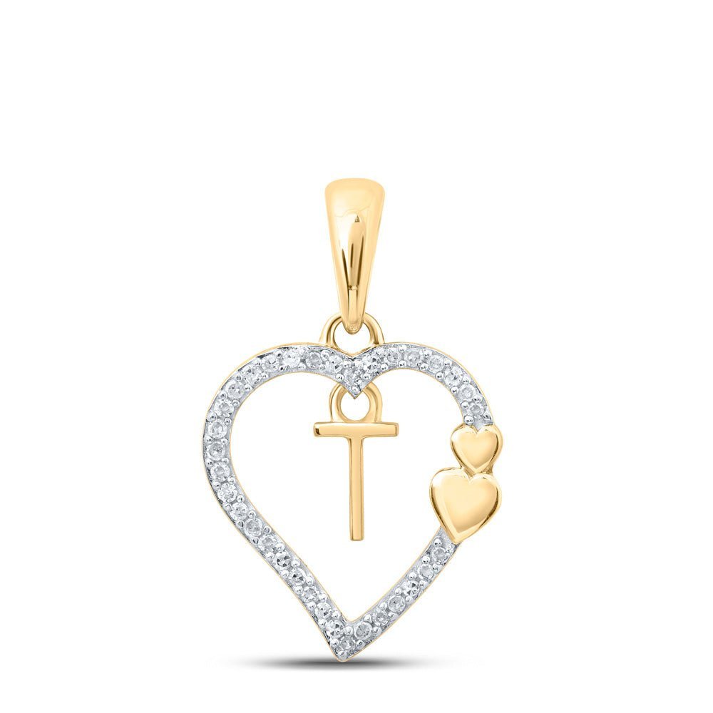 10kt Yellow Gold Diamond Heart Initial Pendant - A Symbol of Love and Individuality - Splendid Jewellery