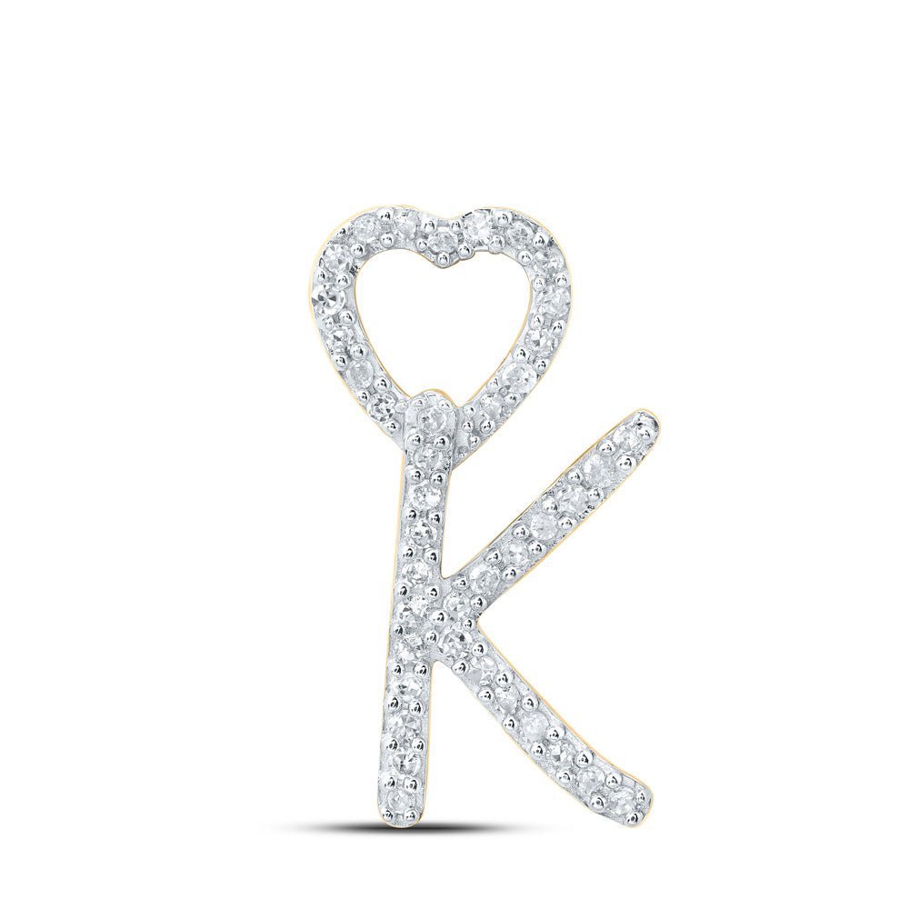 10kt Yellow Gold Diamond Heart Initial Pendant - Personalized Elegance - Splendid Jewellery