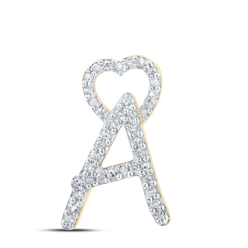 10kt Yellow Gold Diamond Heart Initial Pendant - Personalized Elegance - Splendid Jewellery