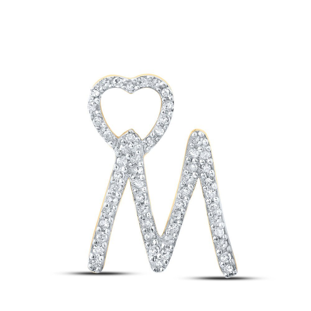10kt Yellow Gold Diamond Heart Initial Pendant | Personalized Letter Necklace with Round Diamond | Splendid Jewellery - Splendid Jewellery