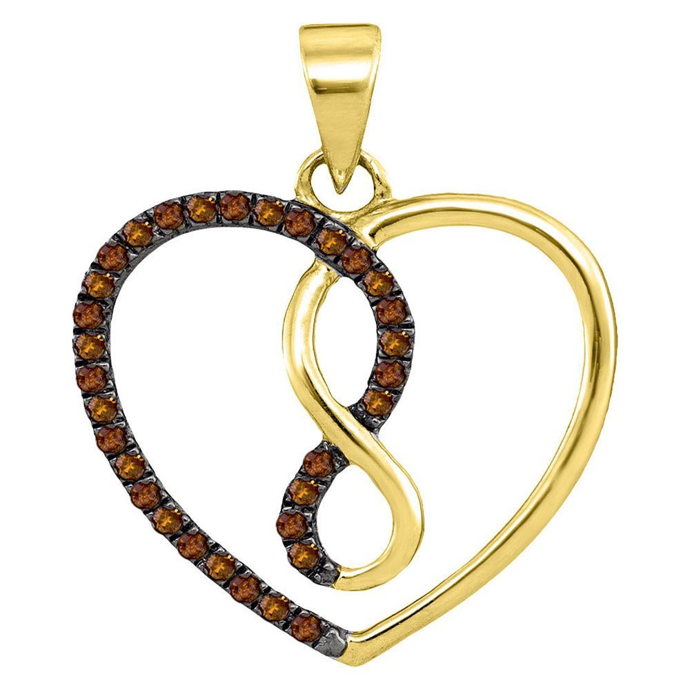 10kt Yellow Gold Diamond Heart & Love Symbol Pendant - A Mesmerizing Expression of Eternal Love and Devotion - Splendid Jewellery
