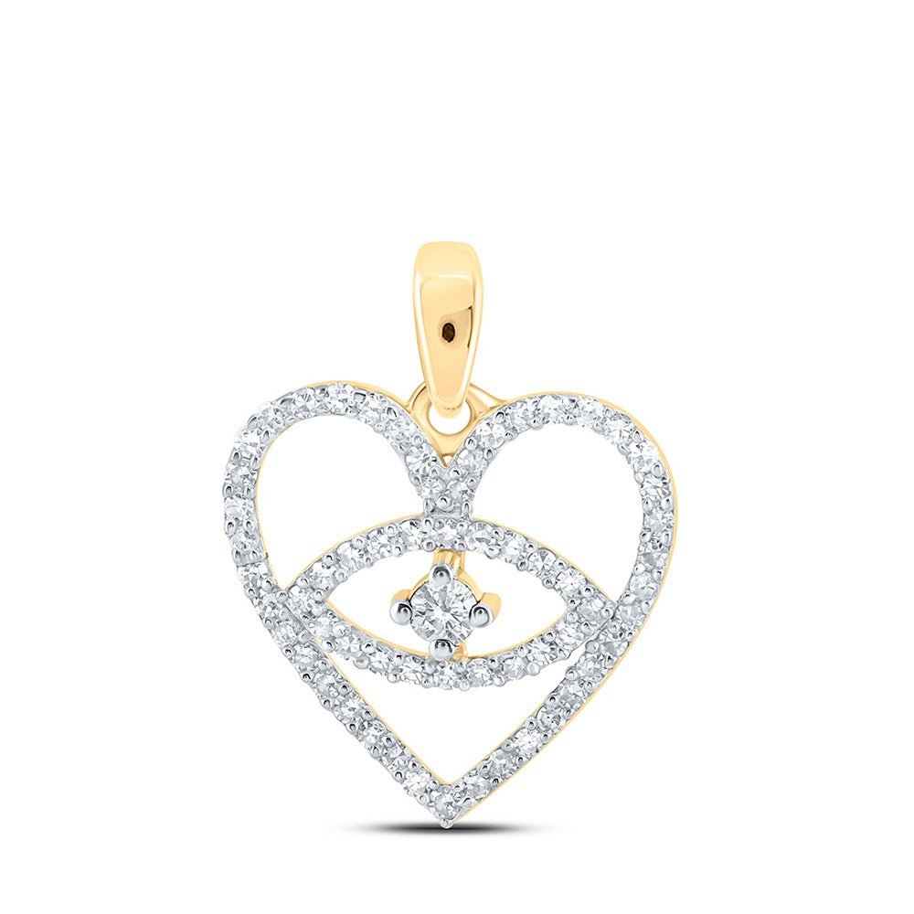 10kt Yellow Gold Diamond Heart & Love Symbol Pendant: A Mesmerizing Expression of Love - Splendid Jewellery
