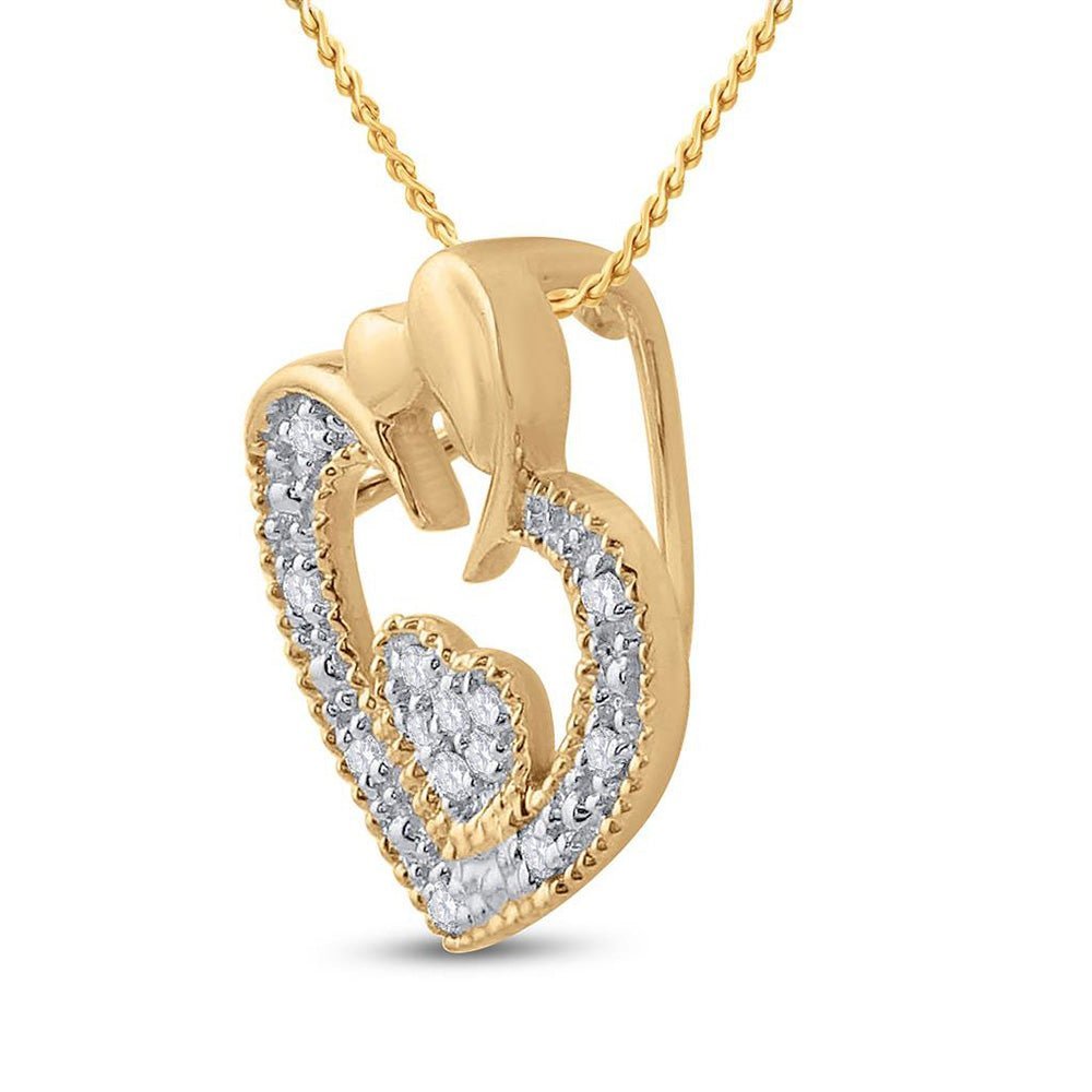 10kt Yellow Gold Diamond Heart & Love Symbol Pendant - Mesmerizing Romance - Splendid Jewellery