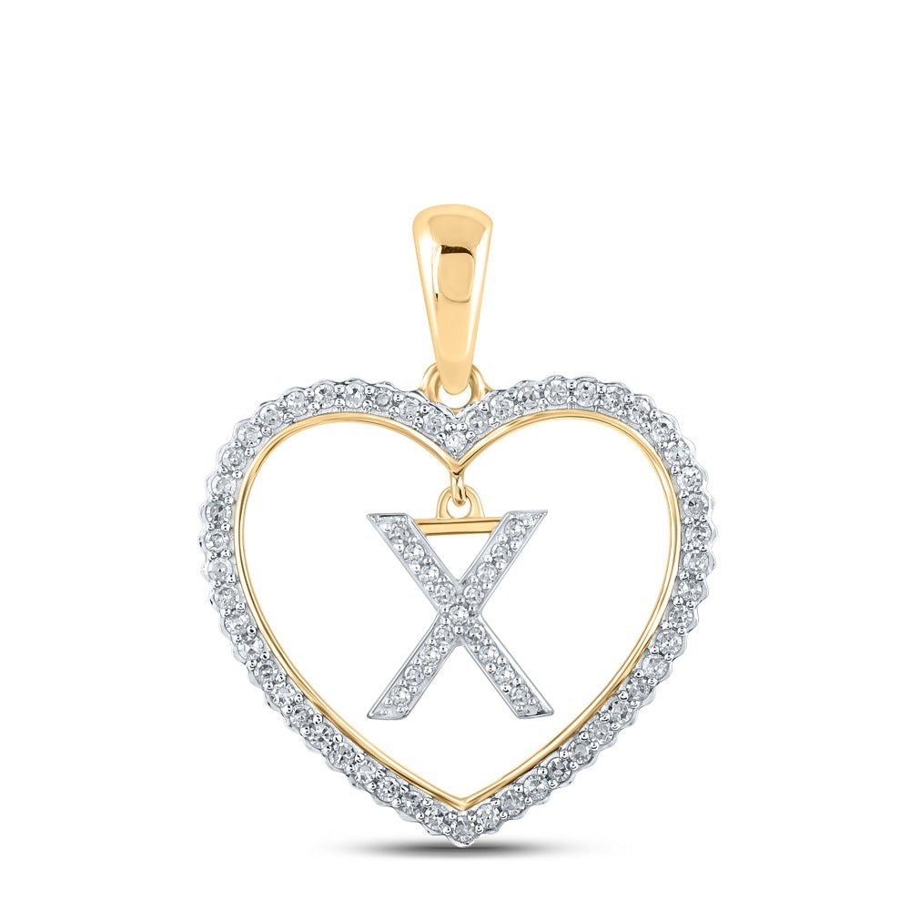 10kt Yellow Gold Diamond Heart X Initial Pendant | Personalized Love and Affection Necklace - Splendid Jewellery