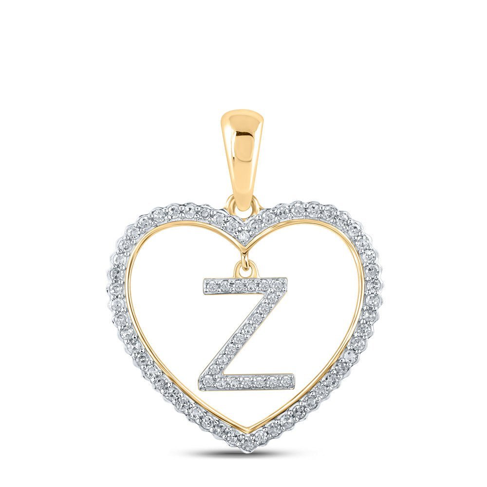 10kt Yellow Gold Diamond Heart Z Letter Pendant - A Symbol of Love and Individuality - Splendid Jewellery
