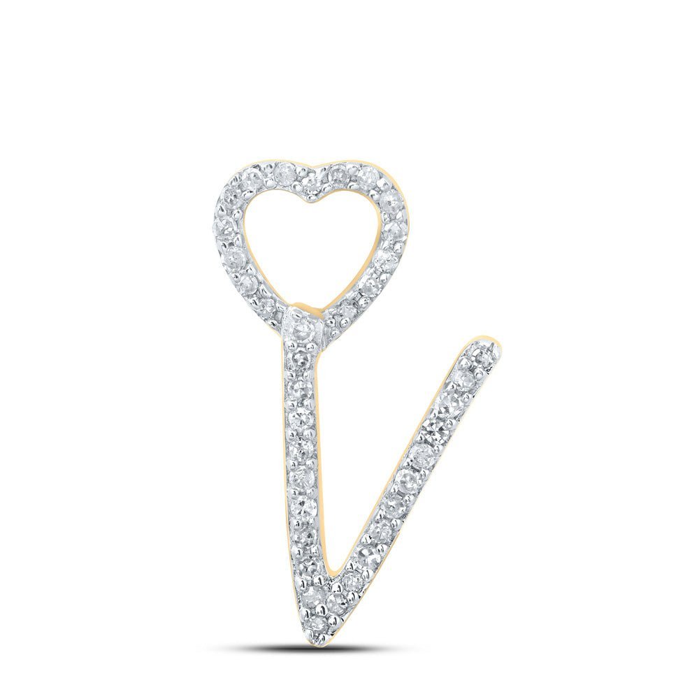 10kt Yellow Gold Diamond Initial Heart Pendant - Personalized Elegance - Splendid Jewellery
