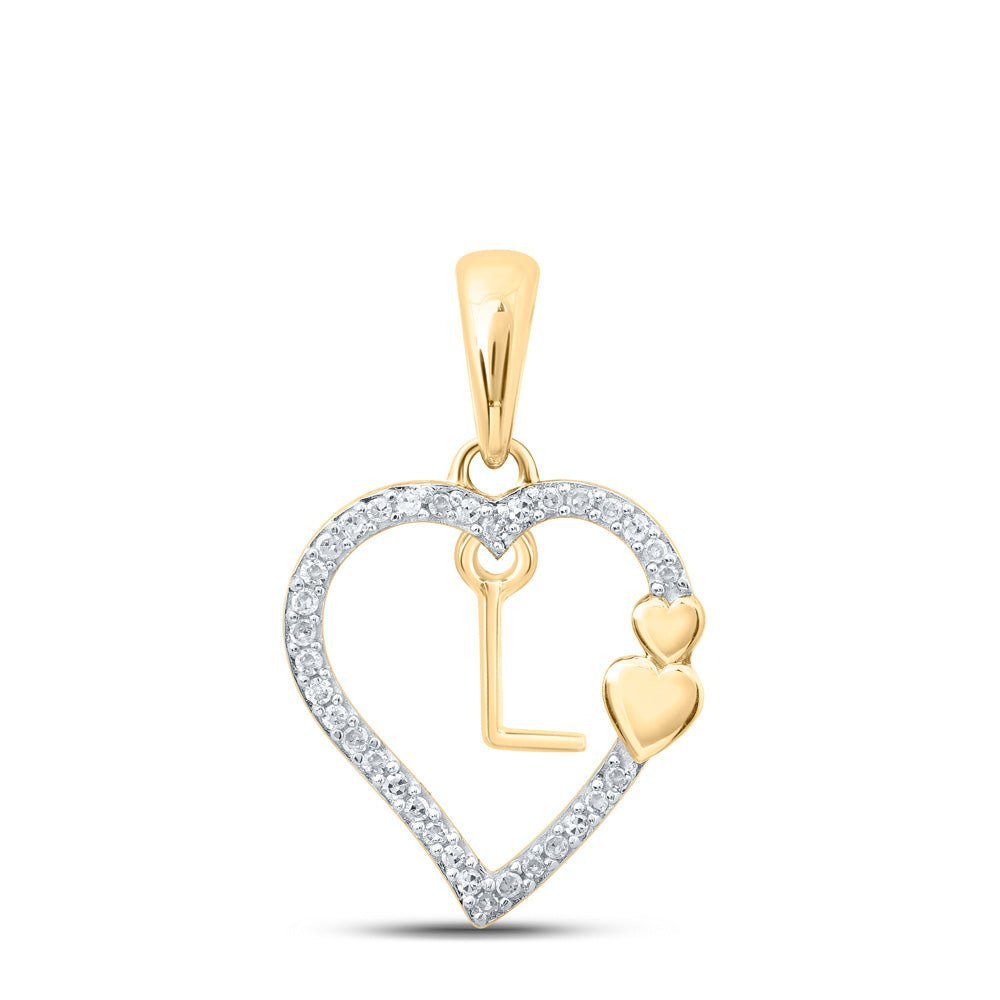 10kt Yellow Gold Diamond Initial Heart Pendant - Personalized Elegance - Splendid Jewellery