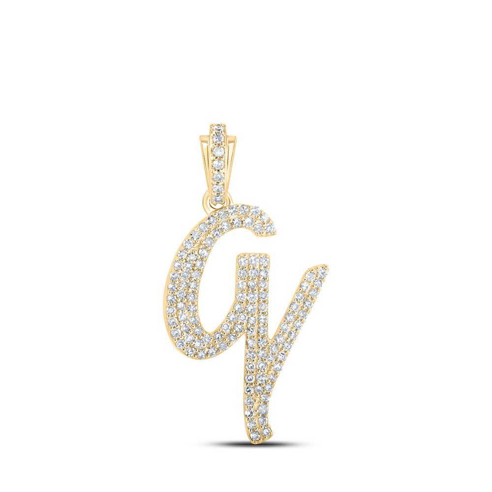 10kt Yellow Gold Diamond Initial & Letter Pendant | Personalized Elegance in V Cursive Design - Splendid Jewellery