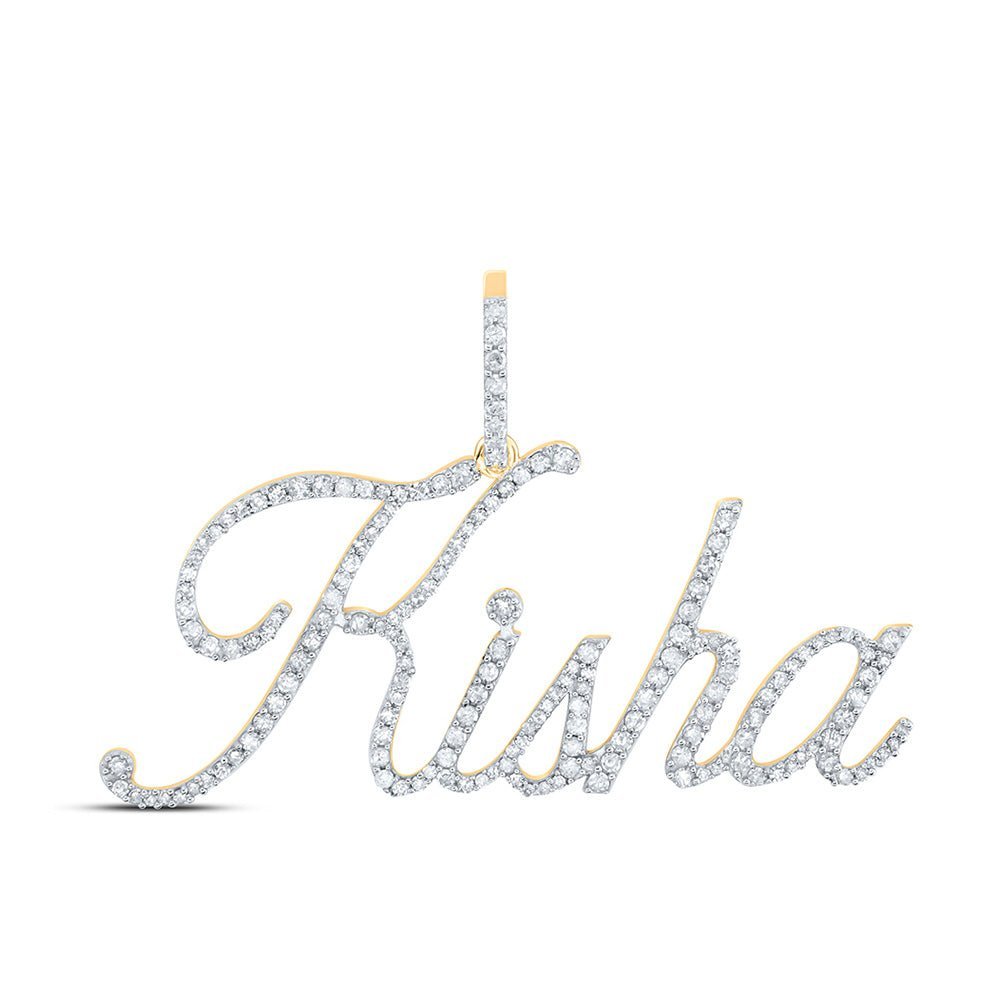 10kt Yellow Gold Diamond Initial & Letter Pendant | Personalized KISHA Name Pendant | Splendid Jewellery - Splendid Jewellery