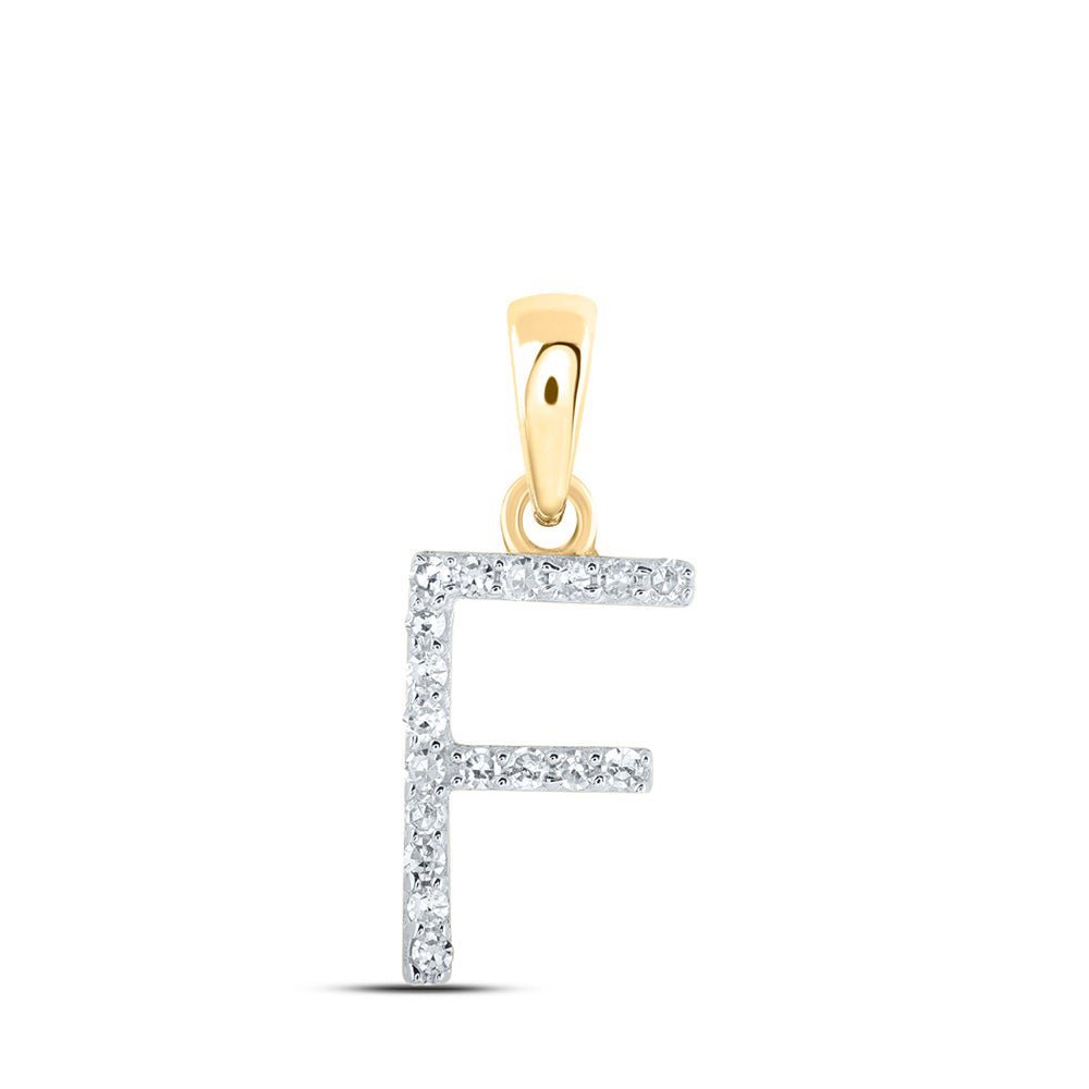 10kt Yellow Gold Diamond Initial Pendant - Elegant and Sophisticated Letter F Necklace - Splendid Jewellery