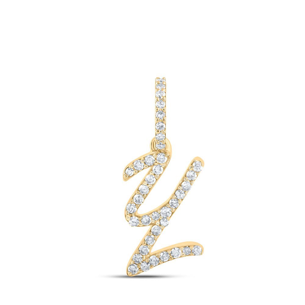 10kt Yellow Gold Diamond Initial Pendant | Elegant Cursive Letter Pendant with Sparkling Diamonds - Splendid Jewellery