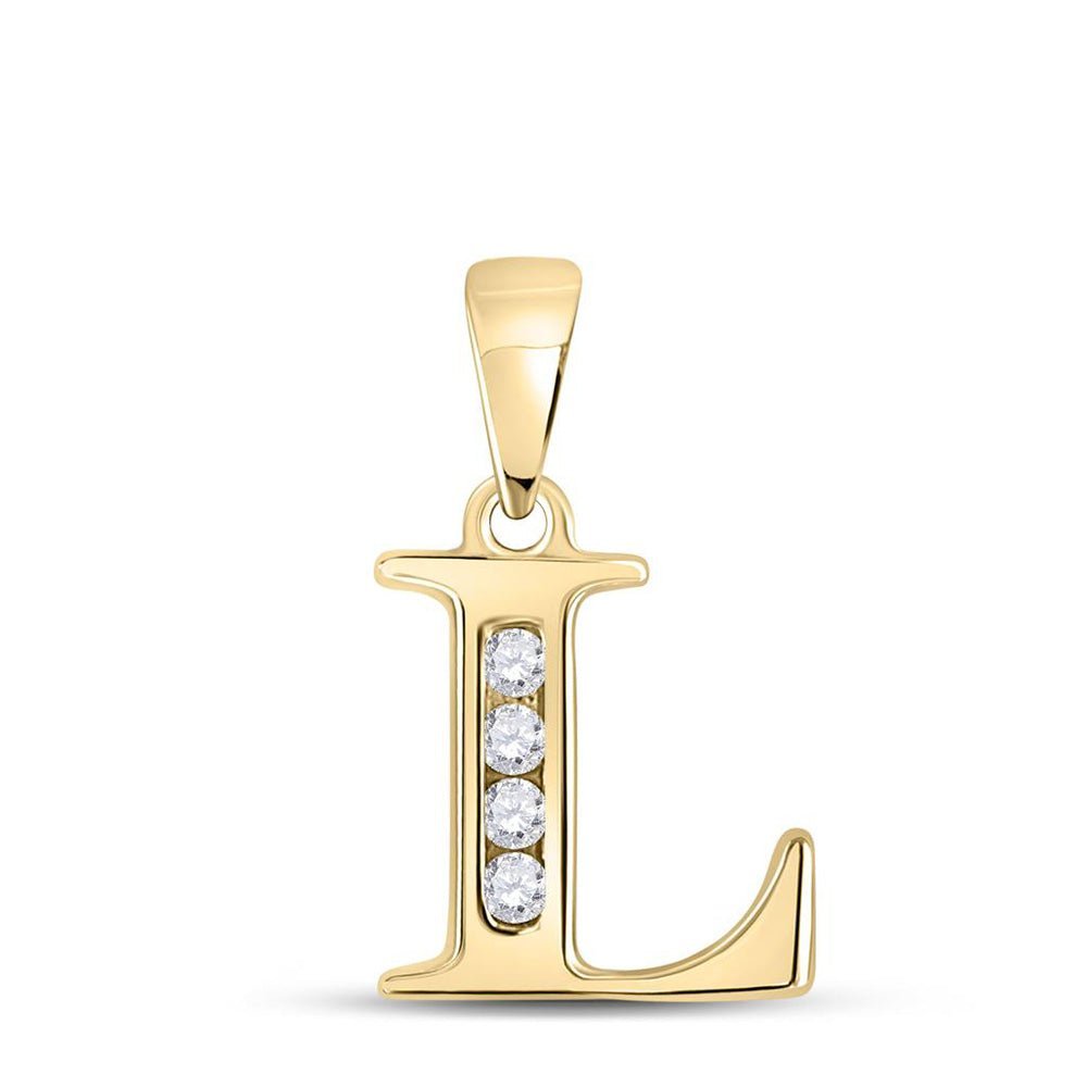 10kt Yellow Gold Diamond Initial Pendant | Elegant L Letter Necklace with Round Diamond | Splendid Jewellery - Splendid Jewellery