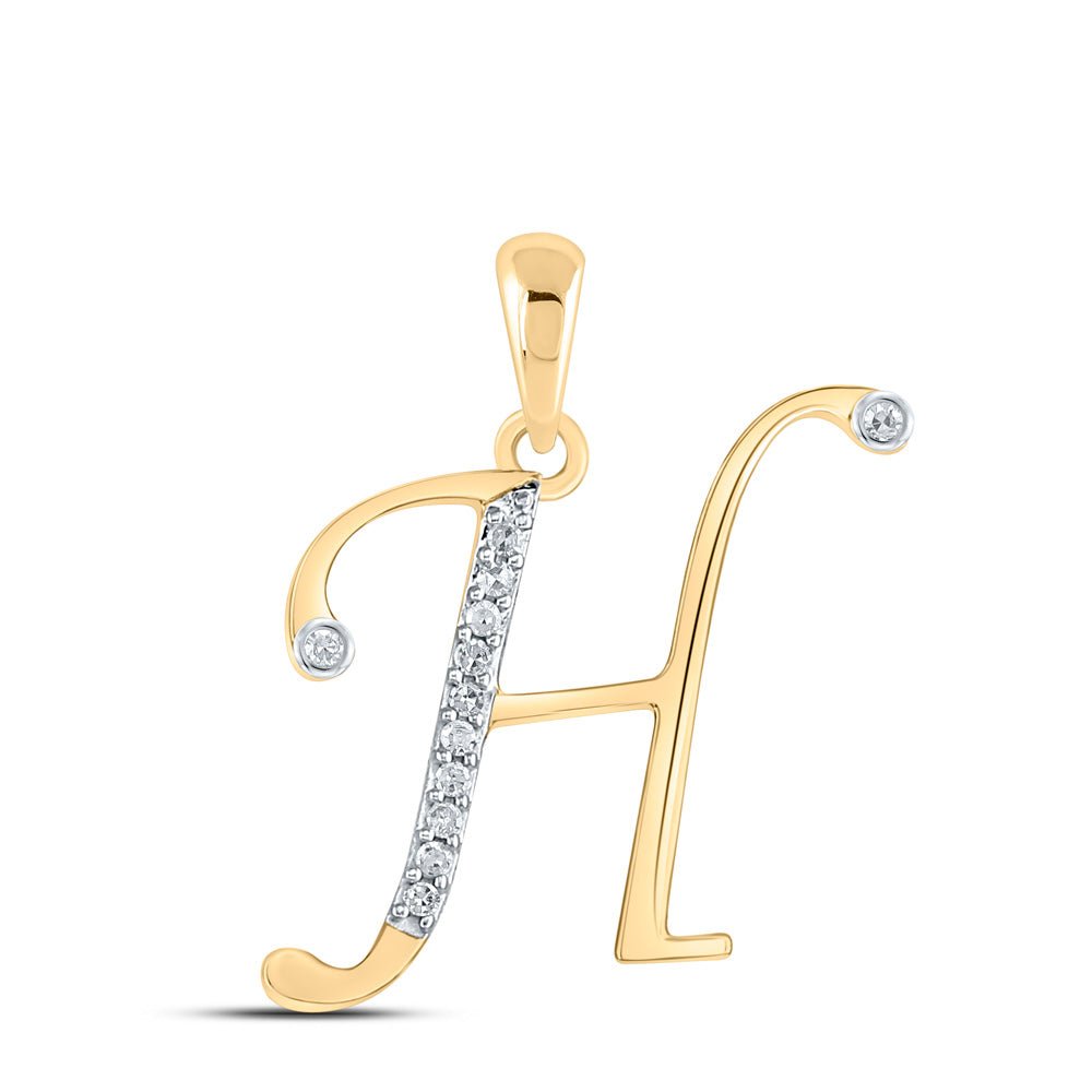 10kt Yellow Gold Diamond Initial Pendant | Personalized Charm Necklace | Splendid Jewellery - Splendid Jewellery