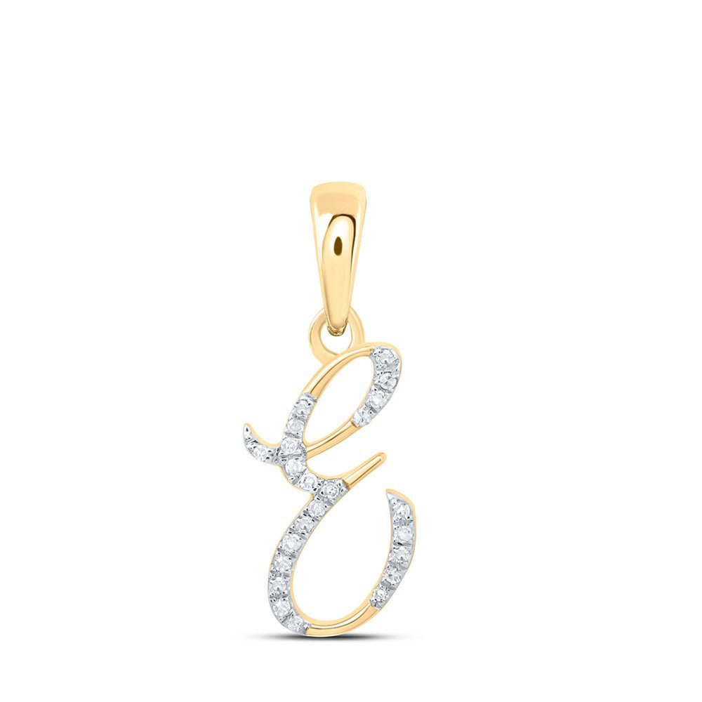 10kt Yellow Gold Diamond Initial Pendant - Personalized E Letter Necklace - Splendid Jewellery