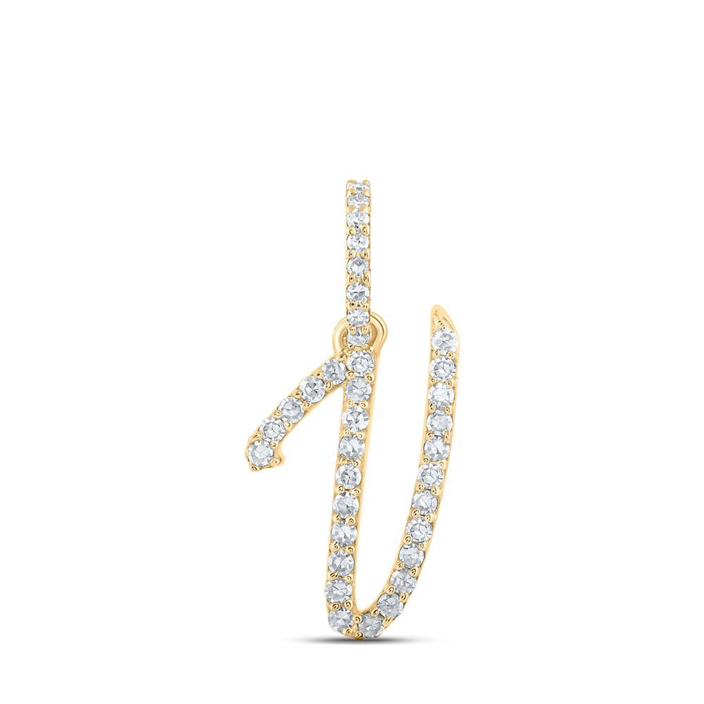 10kt Yellow Gold Diamond Initial V Pendant - A Symbol of Love and Victory - Splendid Jewellery